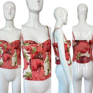 CELINE Vintage Floral Linen Bustier